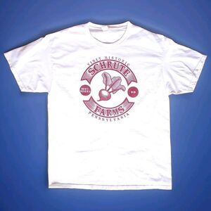 The Office T Shirt Mens L Schrute Farms Beets B & B Winery Graphic White Cotton